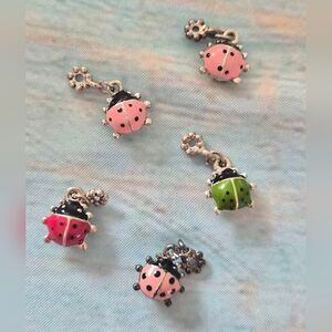 Colorful Enamel Ladybug Charms — Pink, Green, Red